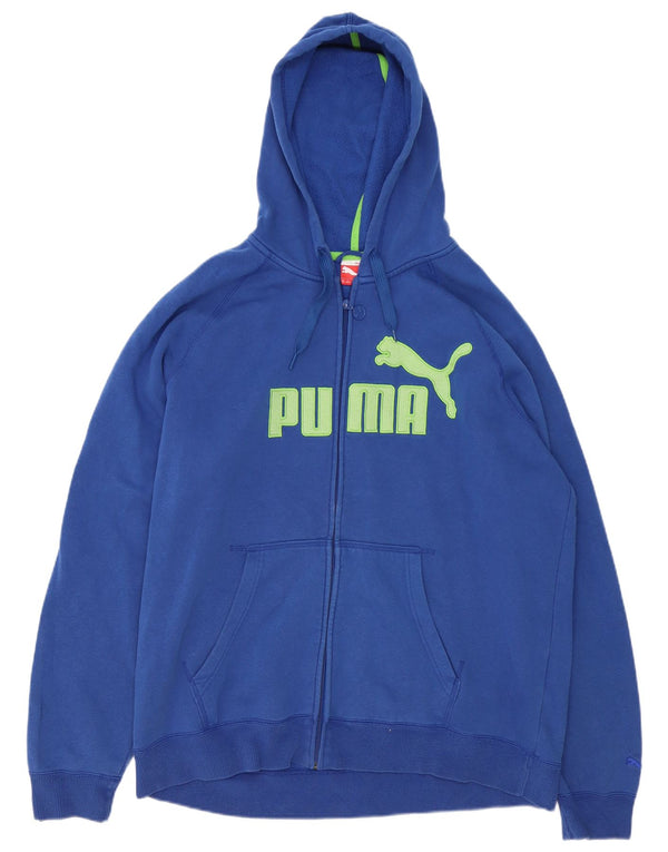 Felpa con cappuccio e zip grafica Puma da uomo 2XL in cotone blu