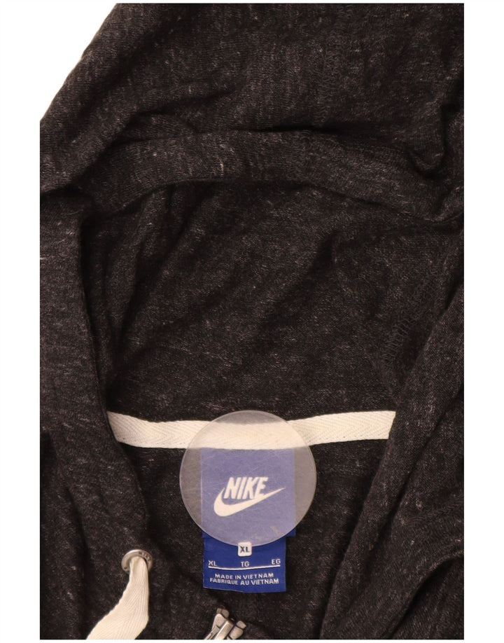 Felpa con cappuccio e zip da donna Nike UK 18 XL cotone chiazzato grigio