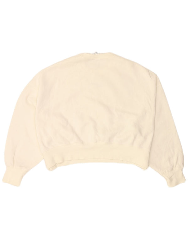 NIKE Felpa corta oversize da donna, maglione UK 14, cotone bianco medio