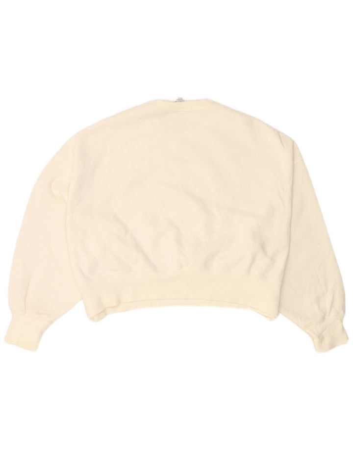 NIKE Felpa corta oversize da donna, maglione UK 14, cotone bianco medio