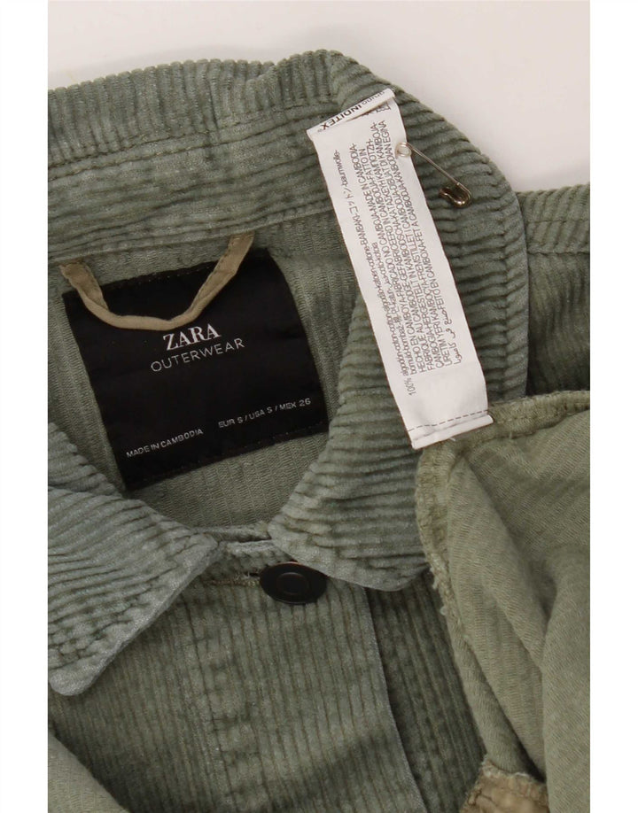 Giacca da donna oversize in velluto a coste Zara UK 10 piccola in cotone kaki