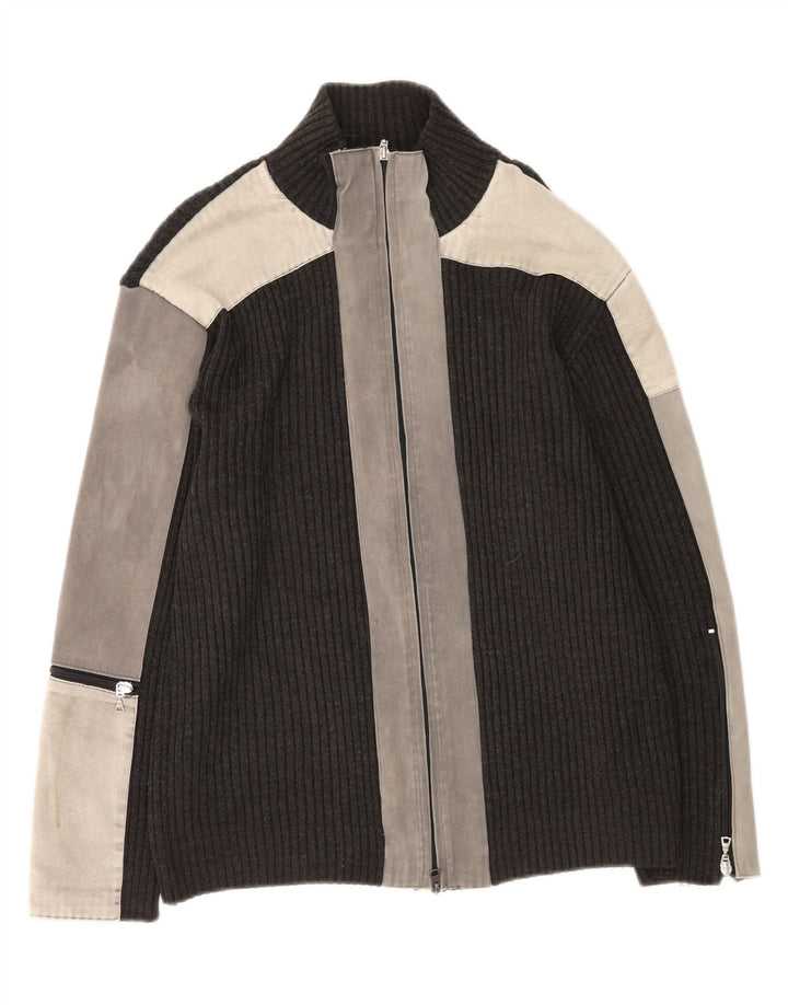 Maglione cardigan da uomo Sasch XL grigio acrilico color block