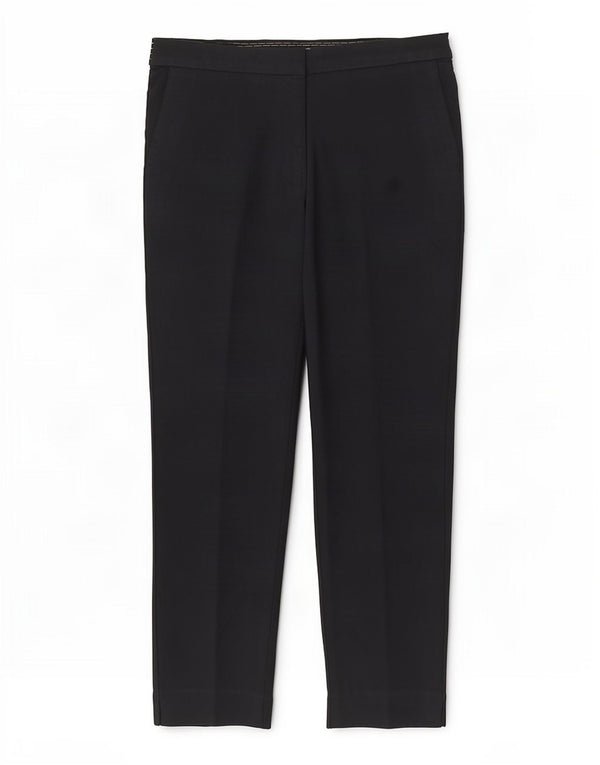 Pantaloni casual slim corti da donna Zara grandi W30 L26 cotone blu navy
