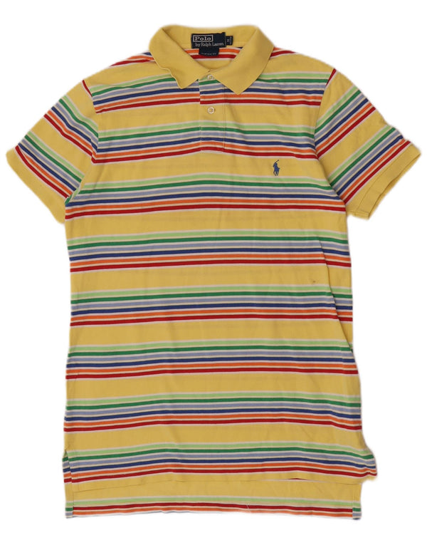 Polo Ralph Lauren Mens Custom Fit Polo Shirt Medium Yellow Striped Cotton