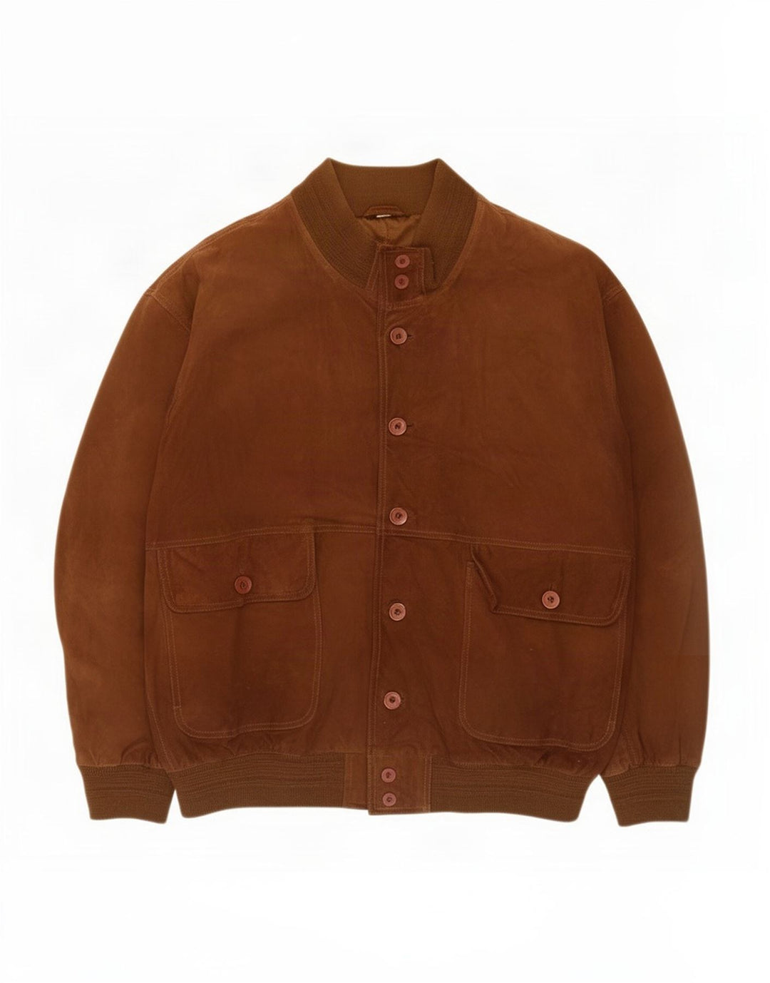 Giubbotto bomber vintage in pelle scamosciata da uomo IT 52 XL in pelle marrone