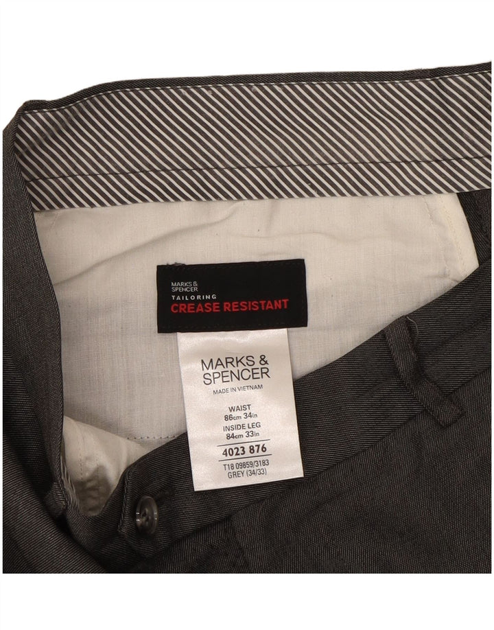 Pantaloni da abito dritti da uomo Marks & Spencer W34 L33 poliestere grigio
