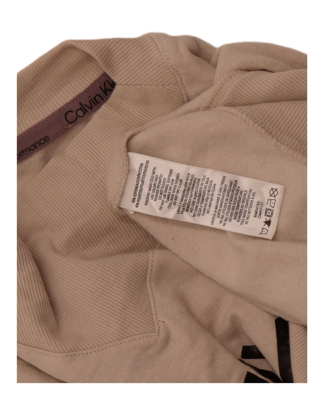 Felpa grafica da donna Calvin Klein maglione UK 16 grande cotone beige