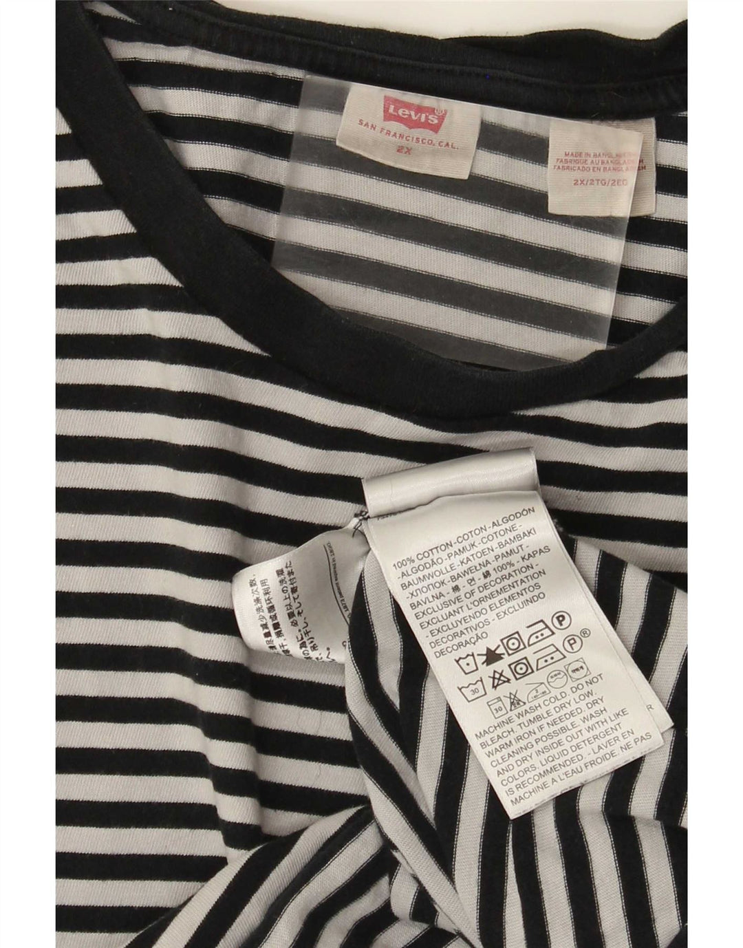 T-shirt da uomo Levi's Top 2XL cotone a righe blu navy