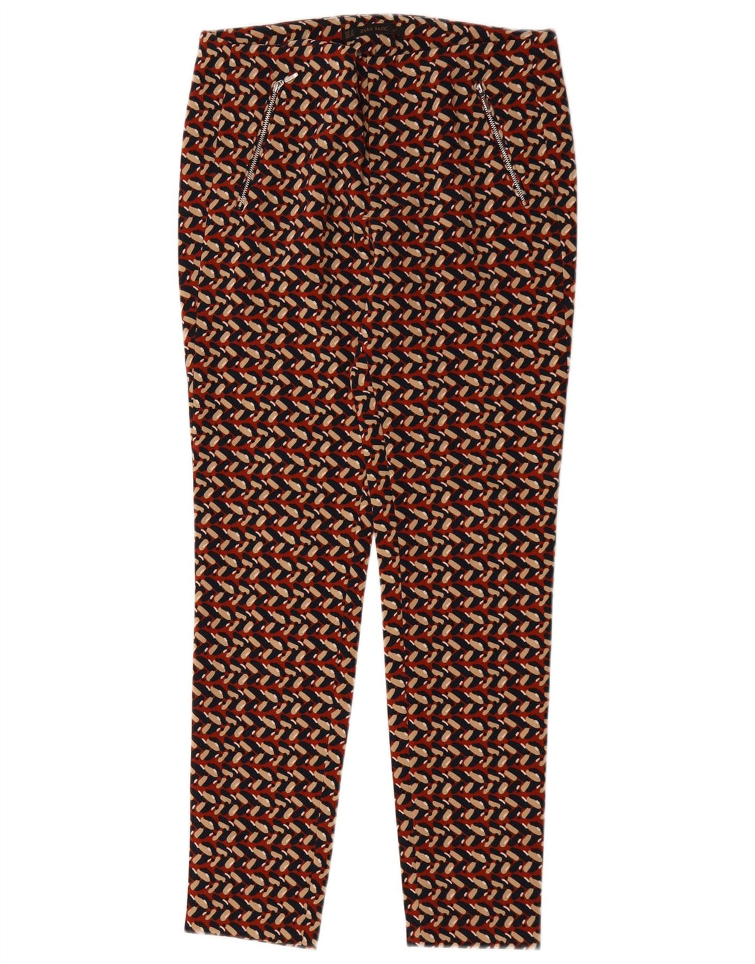 Pantaloni chino slim da donna Zara medi W30 L28 multicolore geometrico