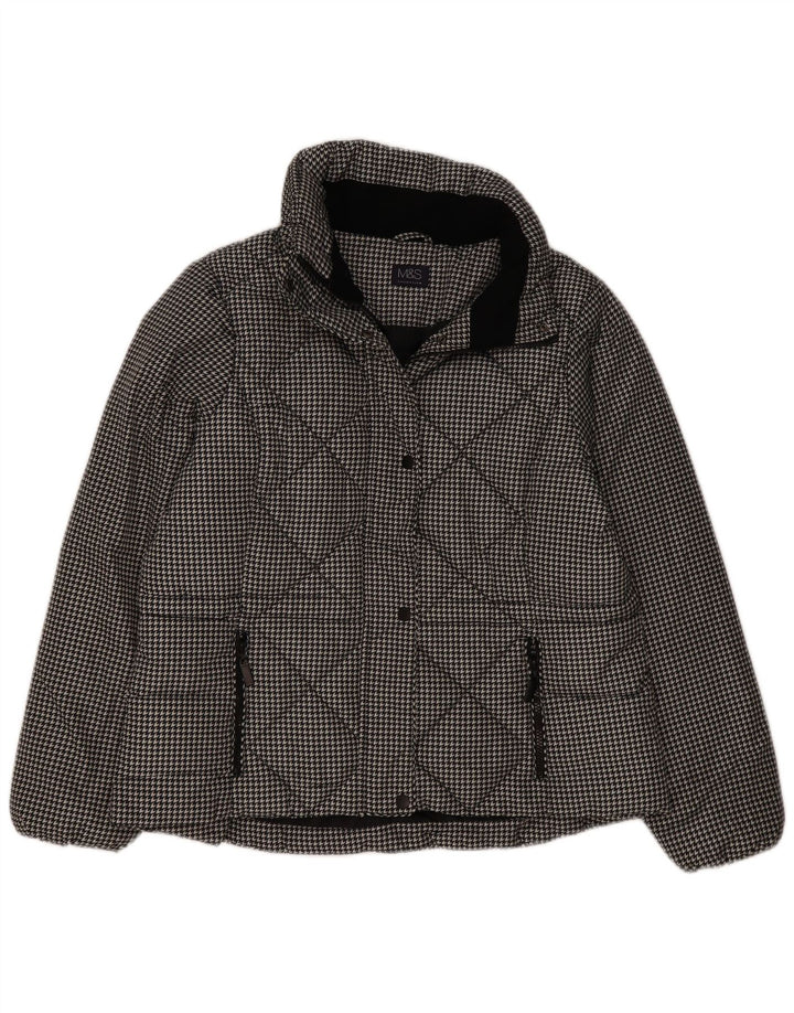 Giacca trapuntata da donna Marks & Spencer UK 16 grande pied de poule nero
