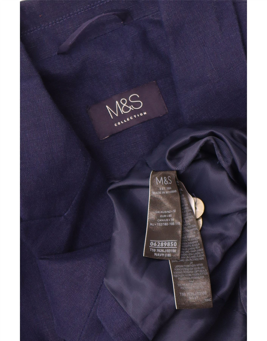 Giacca blazer doppiopetto da donna Marks & Spencer UK 18 XL Blu navy