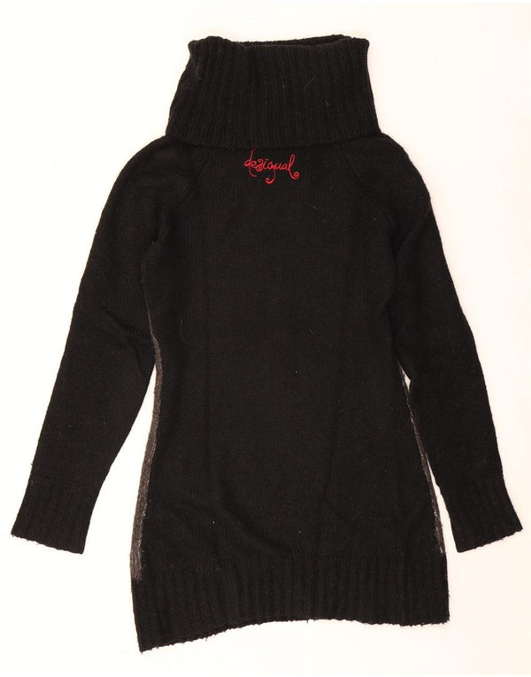 Desigual Maglione da donna con collo alto e collo alto, UK 14, grande nero floreale