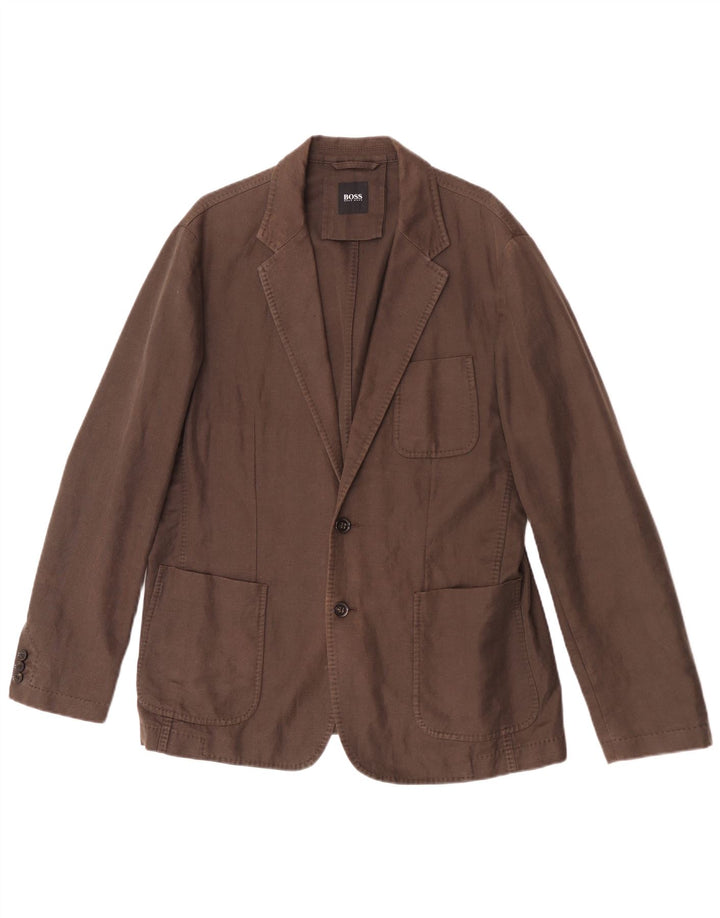 Giacca blazer da uomo a 2 bottoni Hugo Boss EU 52 XL lino marrone