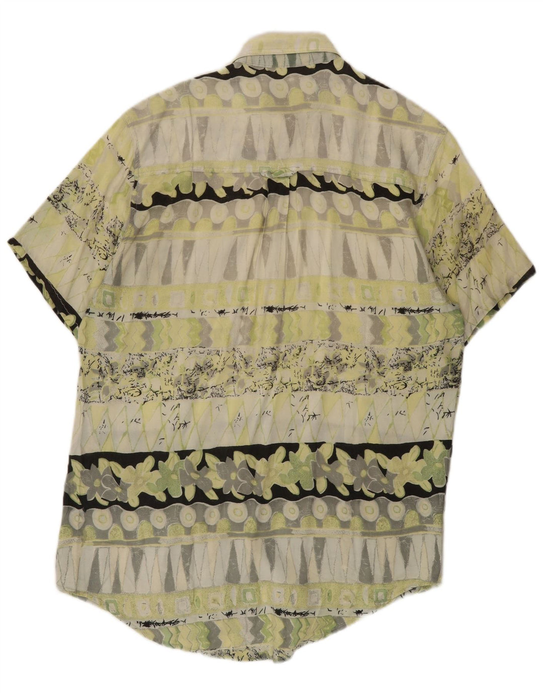 Camicia vintage da uomo a maniche corte verde medio geometrica