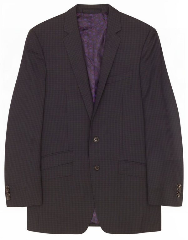 Giacca blazer a 2 bottoni Marks & Spencer da uomo UK 36 piccolo lana a quadri grigi