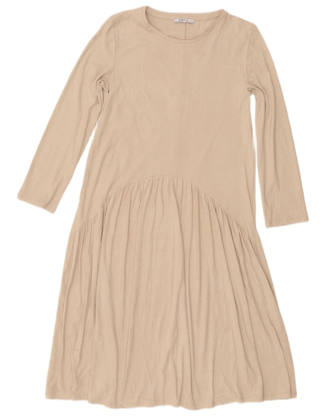 ZARA Womens Long Sleeve Maxi Dress UK 10 Small Beige