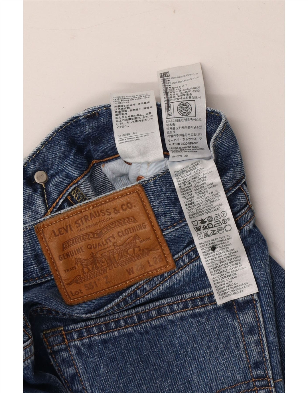 Levi's Uomo 551 Jeans dritti W26 L28 Cotone blu