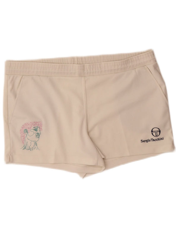 Pantaloncini sportivi grafici da uomo Sergio Tacchini IT 54 XL poliestere bianco