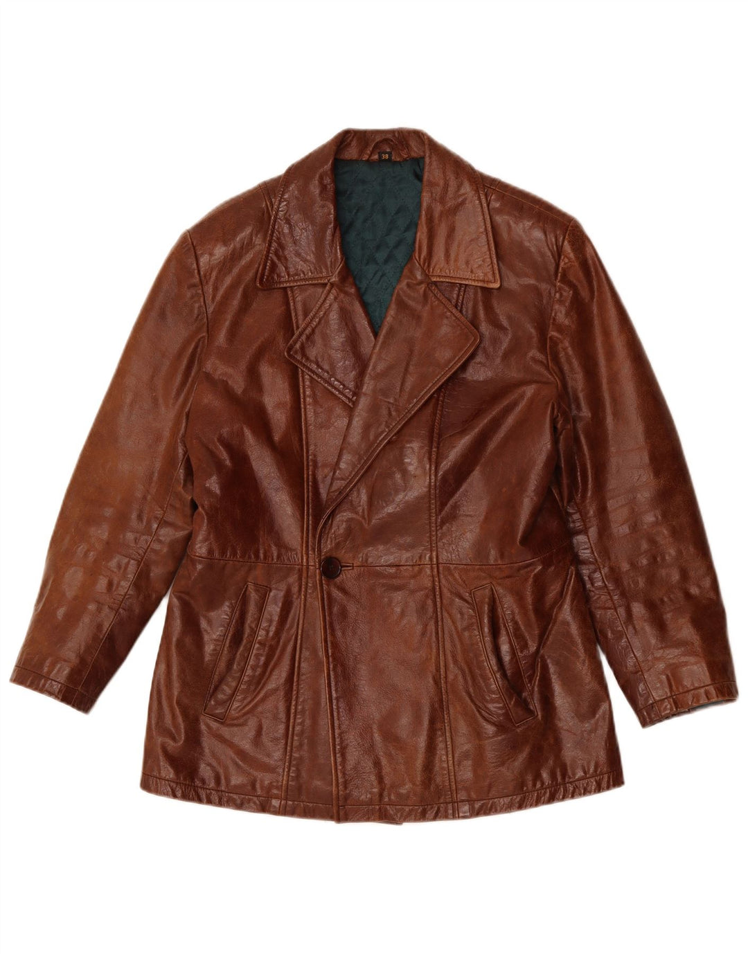 Cappotto in pelle da uomo VINTAGE UK 38 Pelle marrone medio