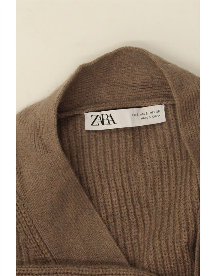 Maglione cardigan aperto oversize lungo da donna Zara UK 10 piccolo marrone