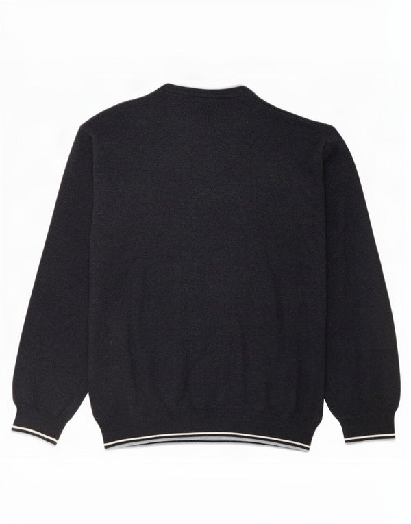 Maglione maglione girocollo da uomo Pierre Cardin XL blu navy gessato acrilico