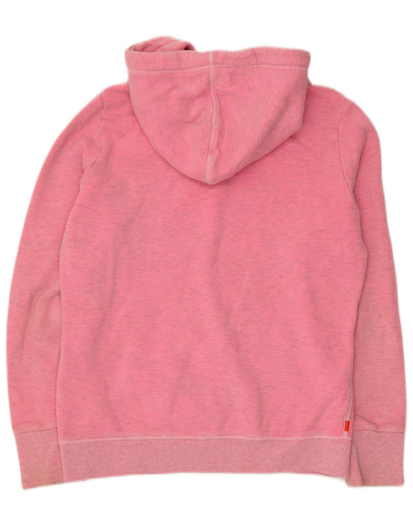 Felpa con cappuccio grafica da donna Superdry UK 16 grande cotone chiazzato rosa