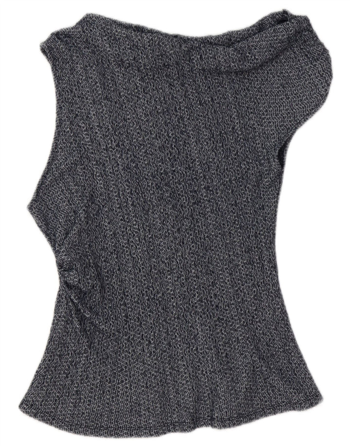 Top Zara da donna asimmetrico con spalle scoperte UK 14 grande blu navy