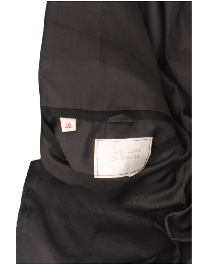 VINTAGE Set da uomo 1 bottone 2 pezzi IT 46 piccolo W29 L29 lana nera