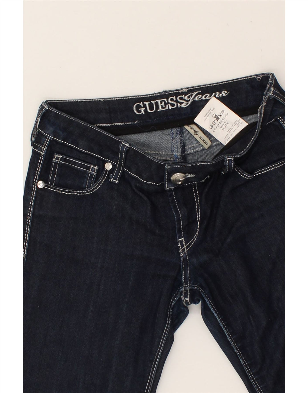 GUESS Womens Slim Jeans W27 L27  Navy Blue Cotton Vintage Guess and Second-Hand Guess from Messina Hembry 