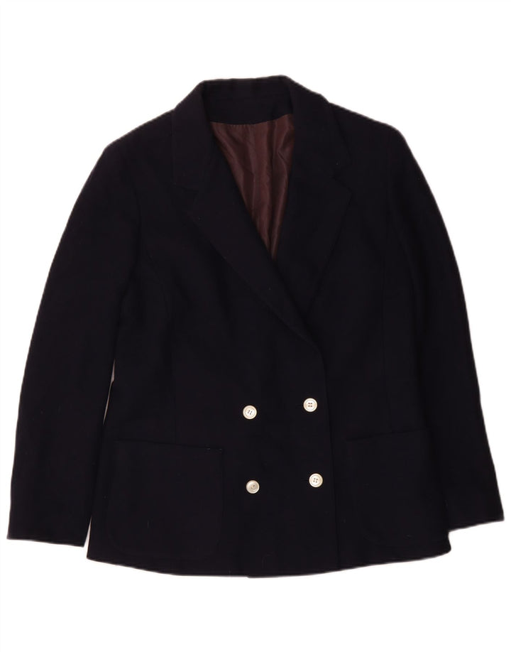 Giacca blazer doppiopetto vintage da donna IT 46 grande blu navy