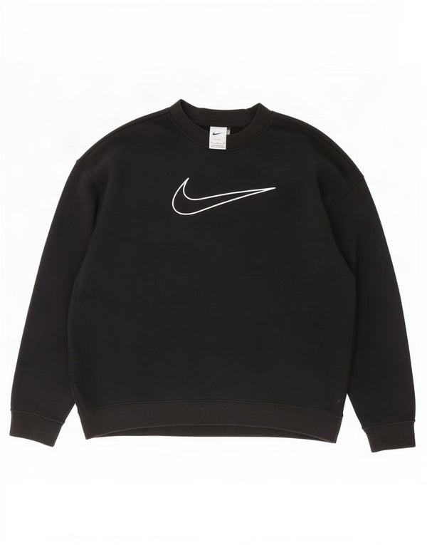 Nike Womens Dri Fit Graphic Loose Sweatshirt Jumper Medium Black Cotton