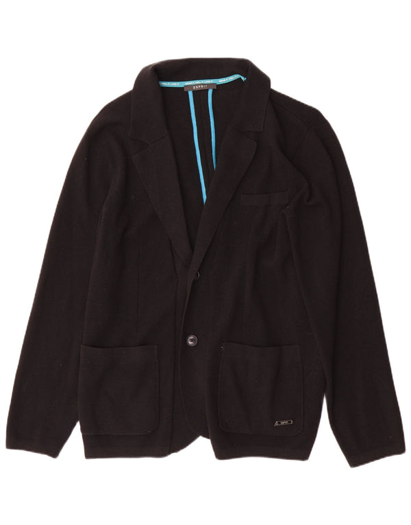 Giacca blazer in maglia a 2 bottoni da donna Esprit UK 14 grande cotone nero