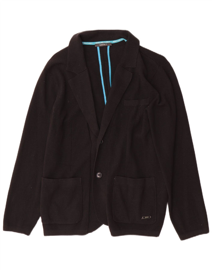 Giacca blazer in maglia a 2 bottoni da donna Esprit UK 14 grande cotone nero