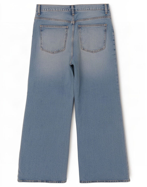 Jeans Zara da donna a vita alta a gamba larga EU 42 Large W32 L32 cotone blu