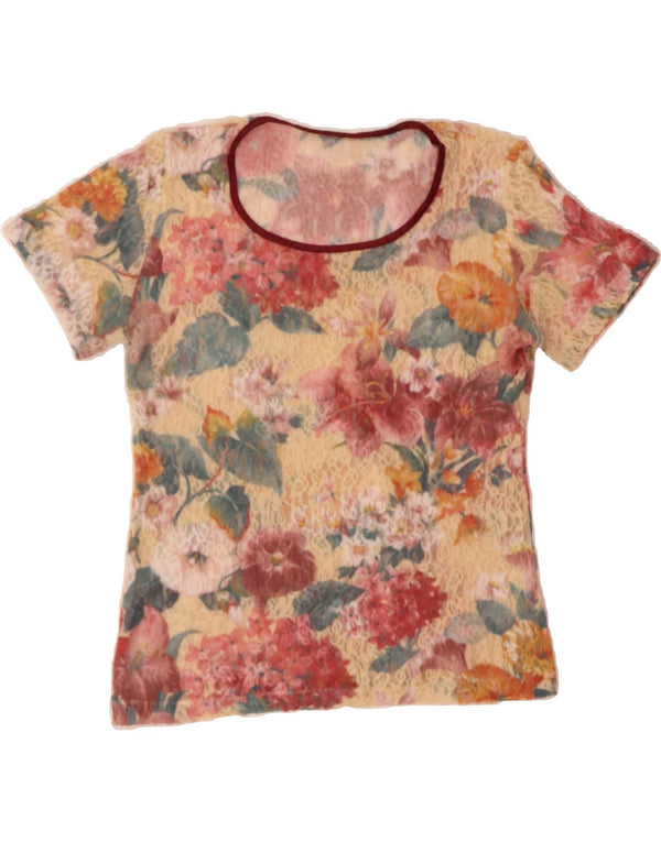 VINTAGE Womens Blouse Top UK 16 Large Multicoloured Floral Polyamide
