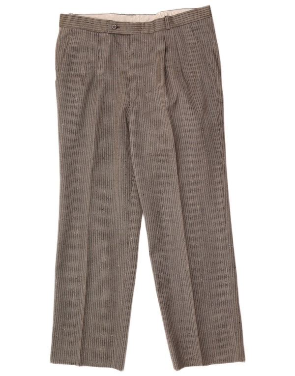 Pantaloni da abito vintage da uomo con pegging W34 L29 gessato grigio