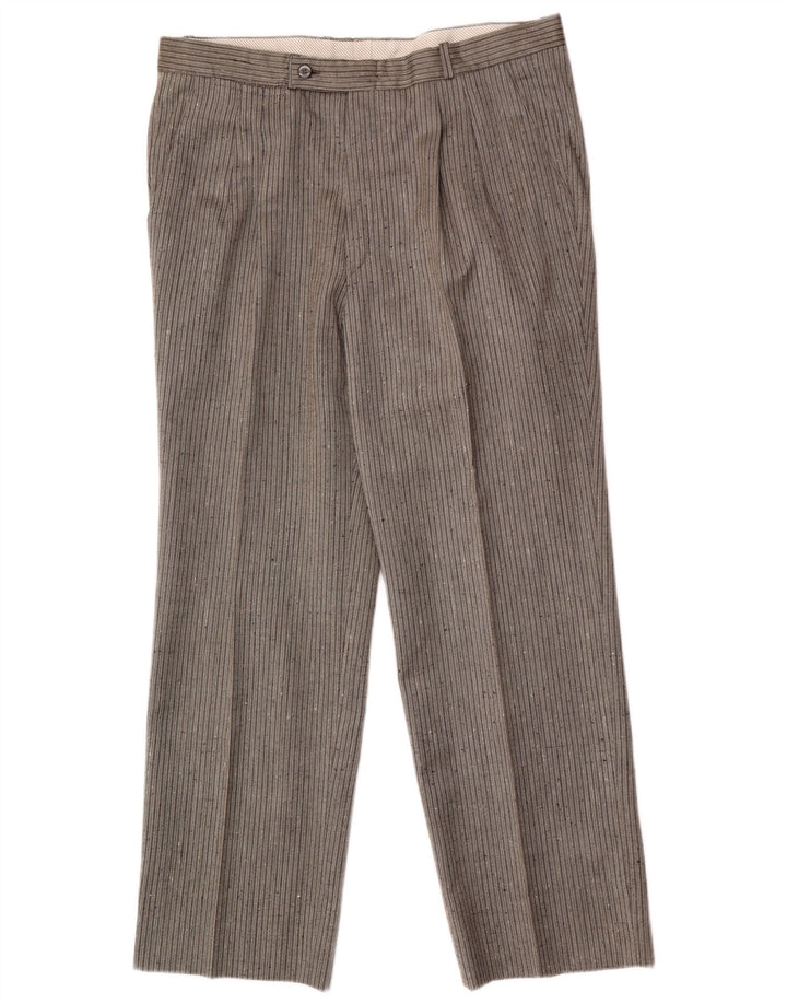 Pantaloni da abito vintage da uomo con pegging W34 L29 gessato grigio