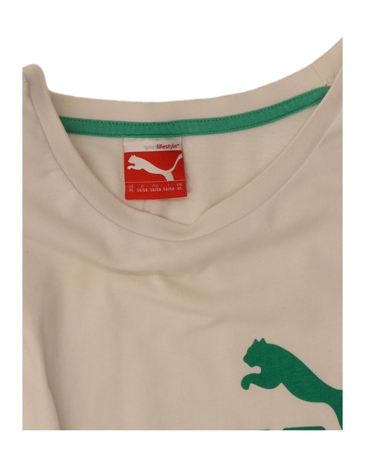 PUMA Mens Graphic T-Shirt Top XL White Vintage Puma and Second-Hand Puma from Messina Hembry 