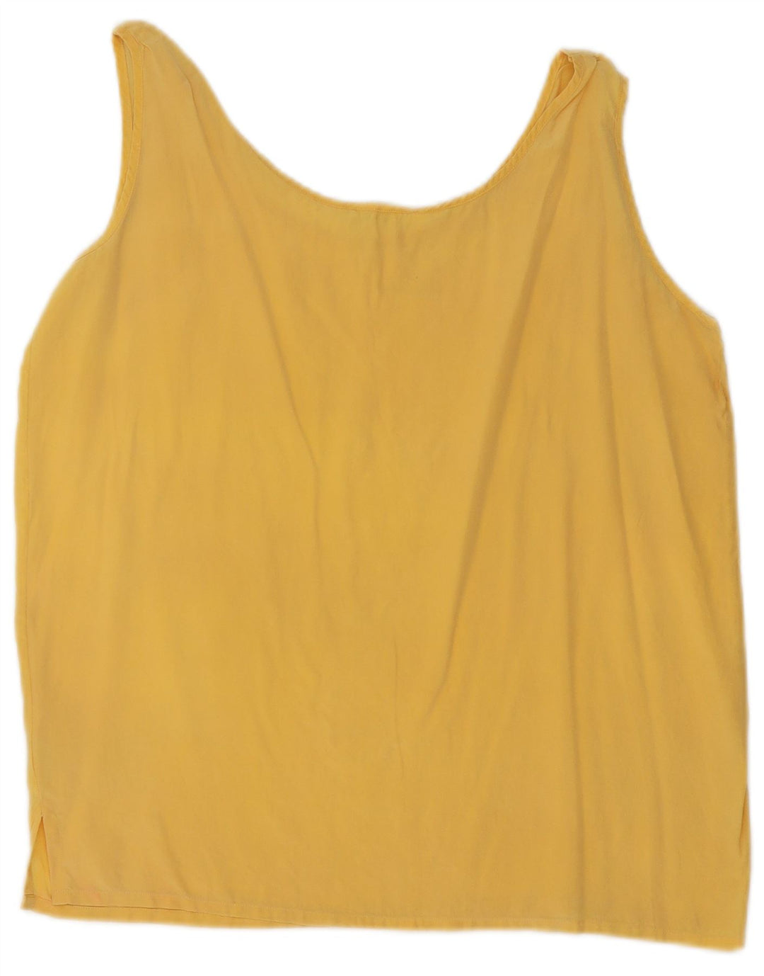 Top camicetta senza maniche vintage da donna UK 14 seta gialla media