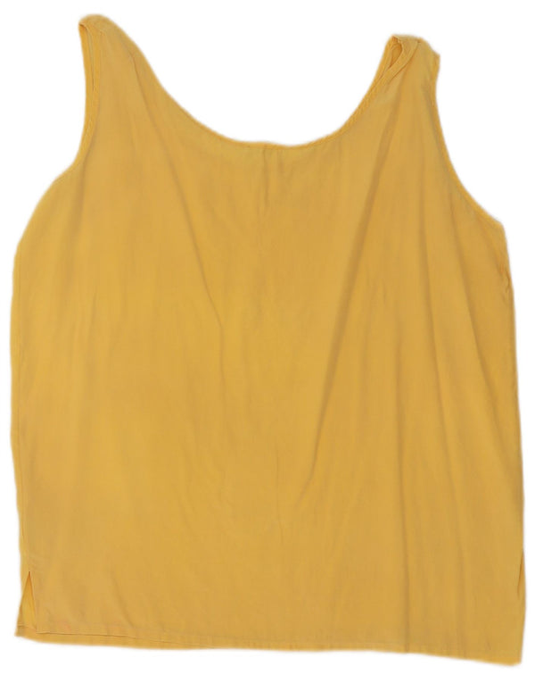Top camicetta senza maniche vintage da donna UK 14 seta gialla media