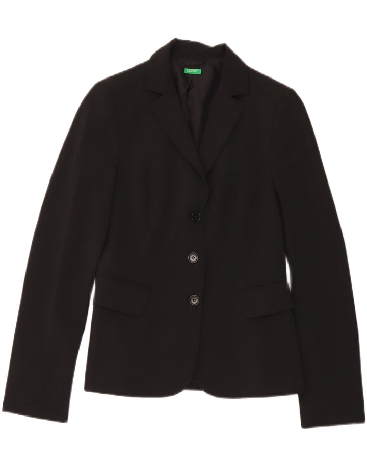 Giacca Blazer a 3 Bottoni da Donna Benetton IT 42 Medio Nero Poliestere