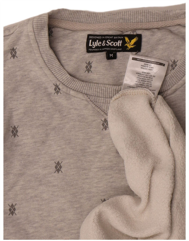 Felpa da uomo con motivo astratto Lyle & Scott, cotone grigio medio