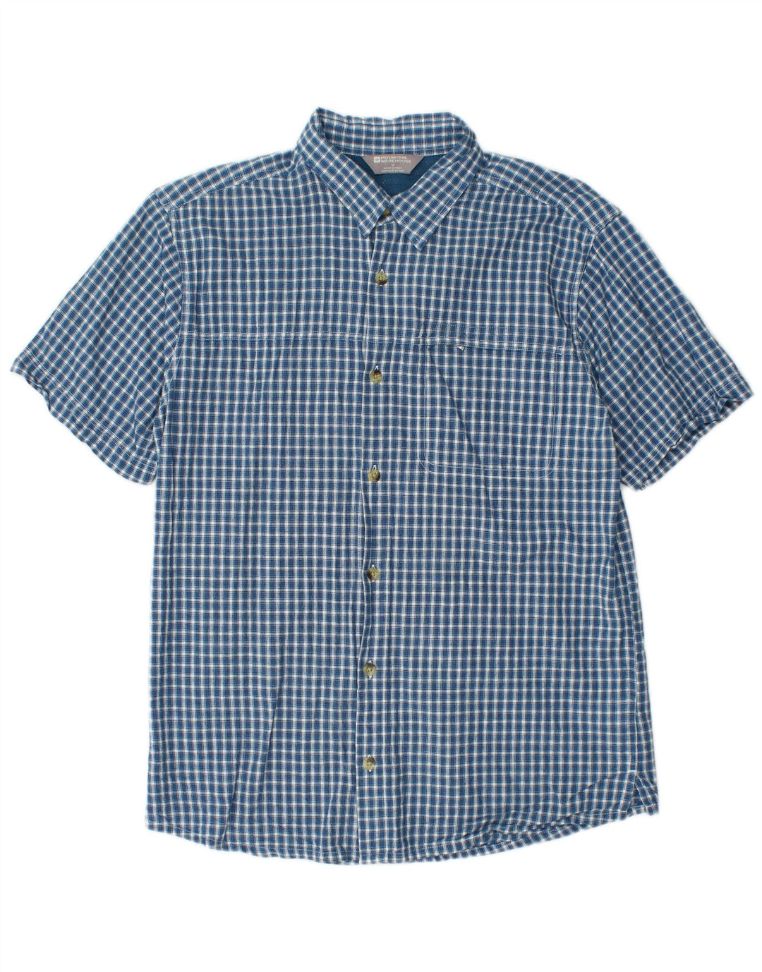 Camicia a maniche corte da uomo Mountain Warehouse in cotone a quadri blu medio