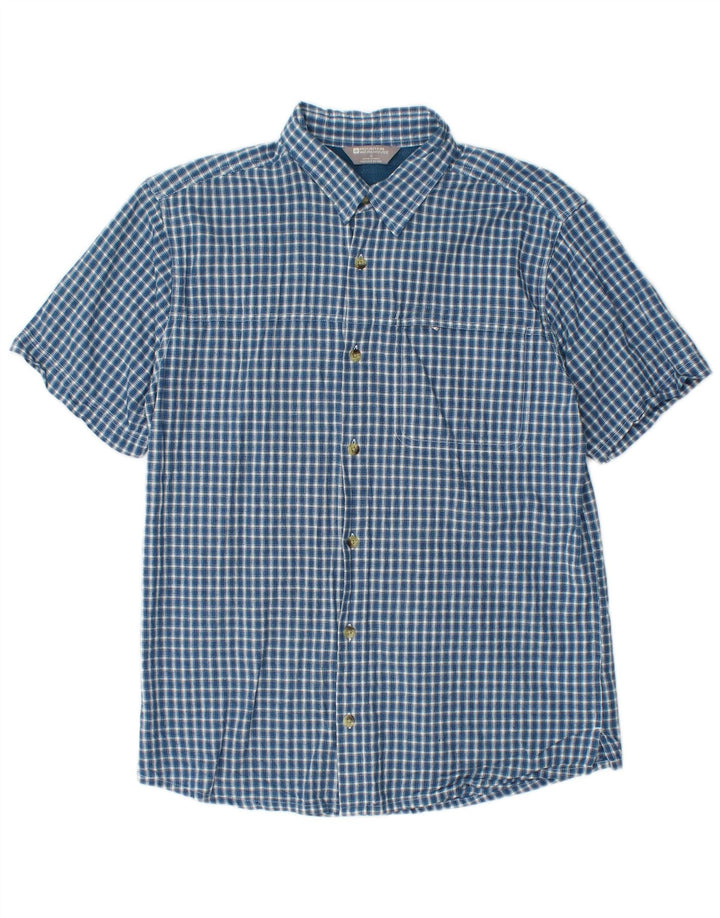 Camicia a maniche corte da uomo Mountain Warehouse in cotone a quadri blu medio