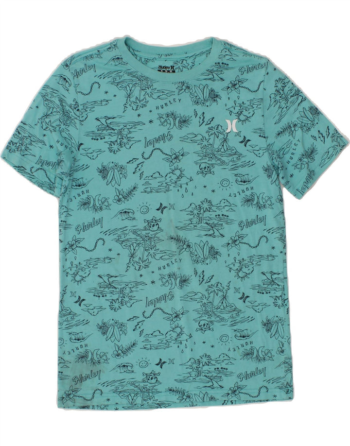 HURLEY Boys Abstract Pattern T-Shirt Top 13-14 Years XL Blue Vintage Hurley and Second-Hand Hurley from Messina Hembry 