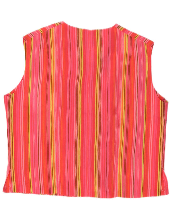 Camicetta vintage da donna senza maniche corta UK 14 a righe rosa medio