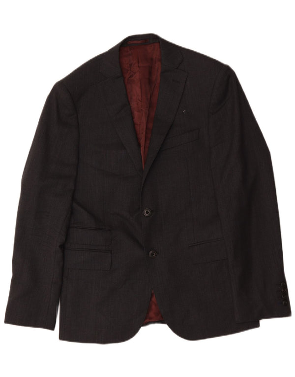 Giacca blazer slim fit da uomo Marks & Spencer a 2 bottoni UK 38 Lana grigio medio