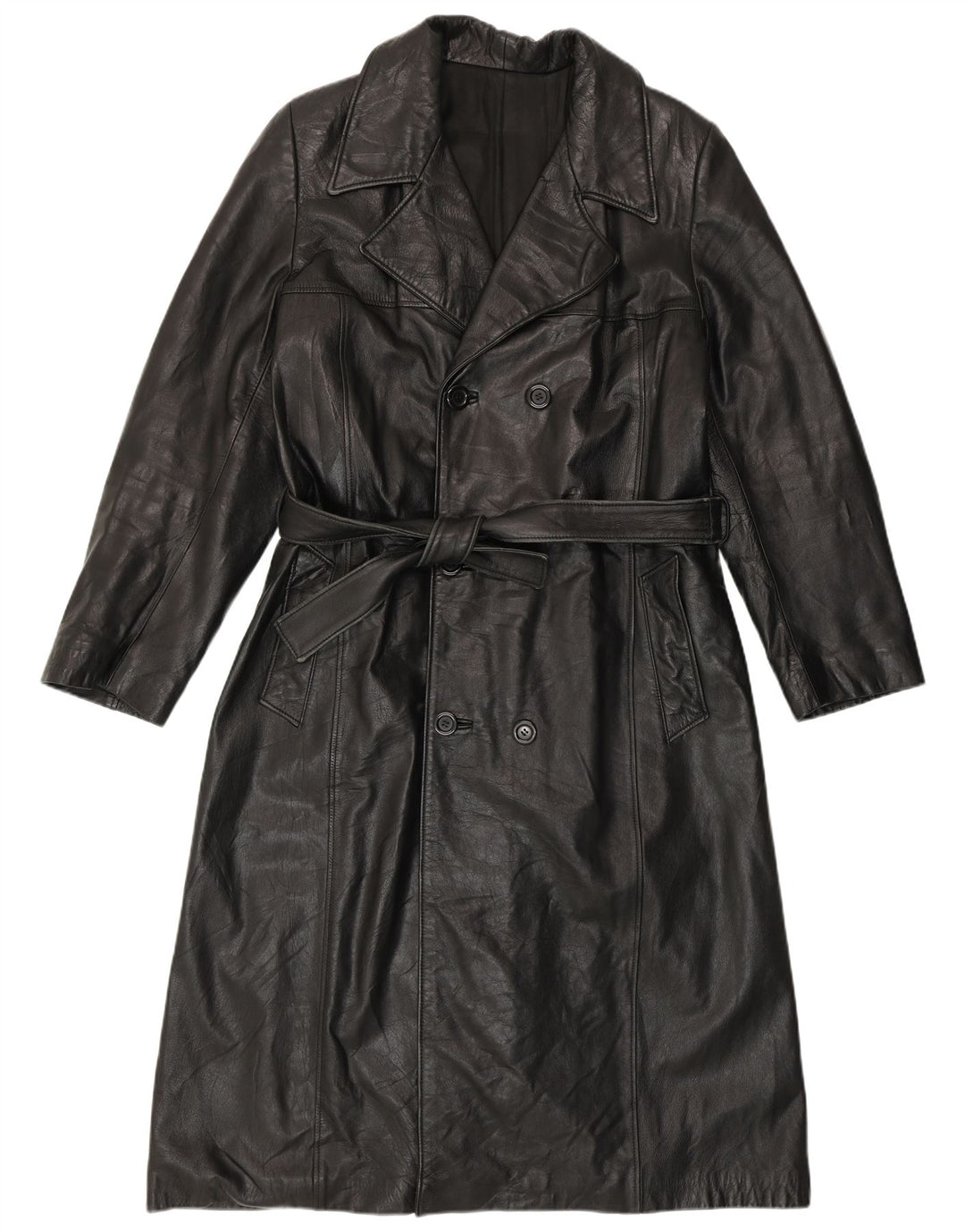 PASCUCCI Cappotto Uomo in Pelle Doppio Petto IT 50 Large Pelle Nera