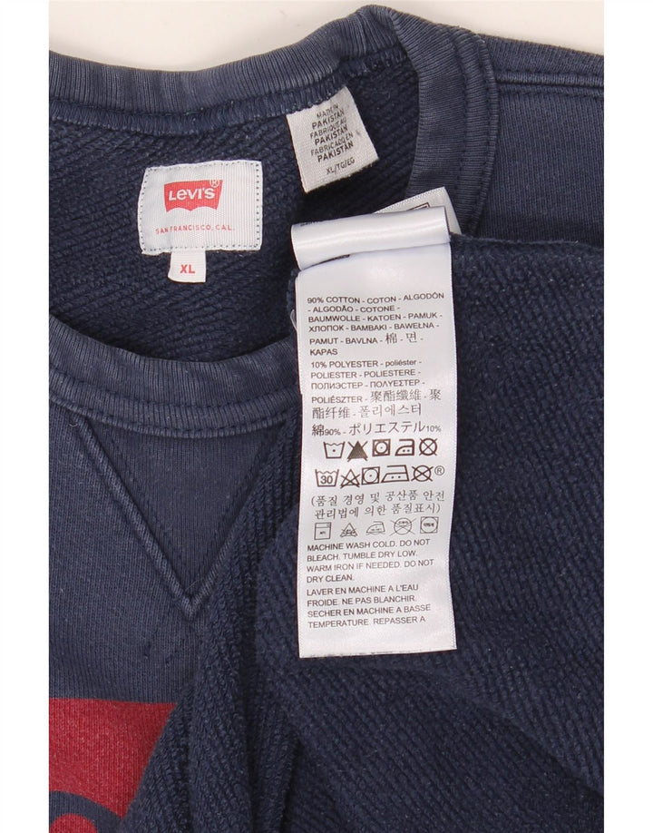 LEVI'S Felpa con grafica da uomo Maglione XL Blu navy in cotone