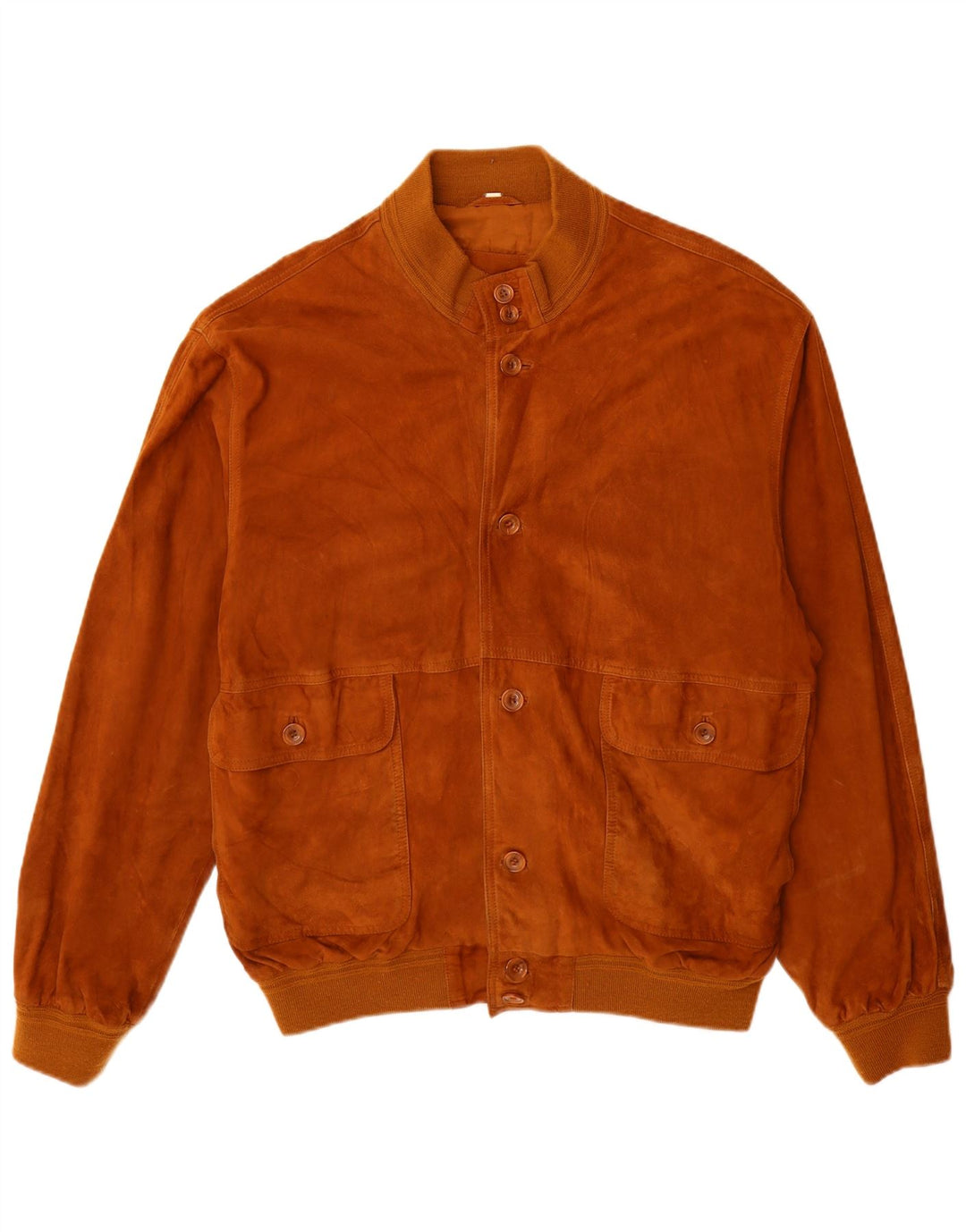 Giubbotto bomber vintage in pelle scamosciata da uomo IT 56 3XL in pelle marrone